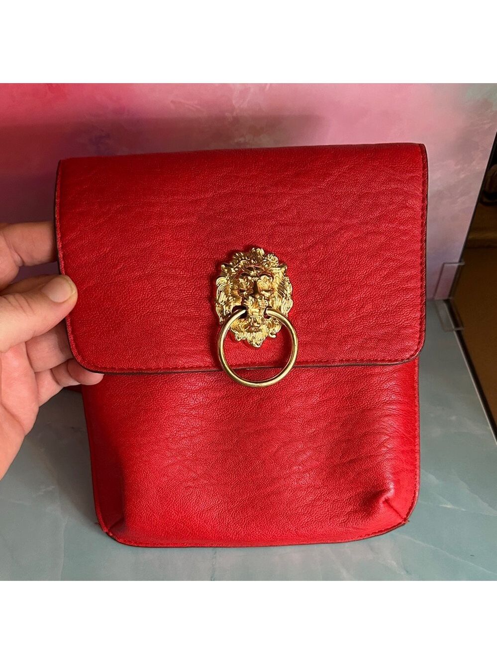 Carlos Santana Bold Red Crossbody Bag with Lion - Picture 4 of 17